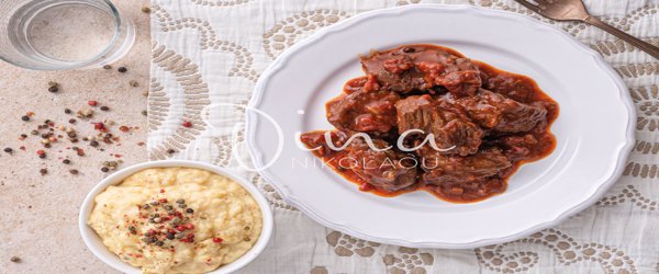 ΜΟΣΧΑΡΑΚΙ ΚΟΚΚΙΝΙΣΤΟ ΜΕ ΠΕΤΙΜΕΖΙ και ΠΟΥΡΕ ΠΑΤΑΤΑ ΚΥΔΩΝΙ