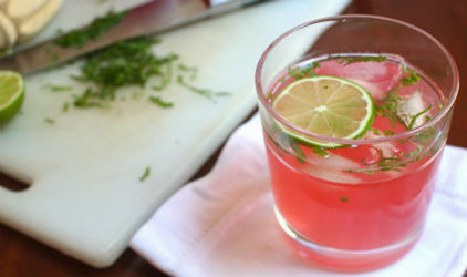 Rhubarb mojito cocktail