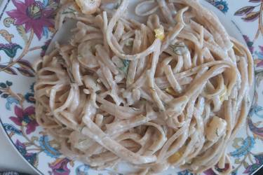 Λιγκουίνι με γαρίδες α λα κρεμ
