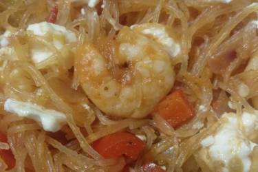 Νουντλς ρυζιού με γαρίδες
