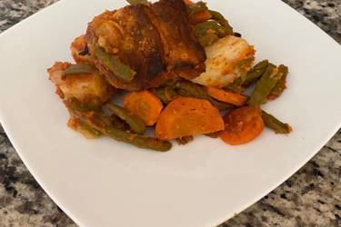 Φασολάκια με κρέας στη γάστρα