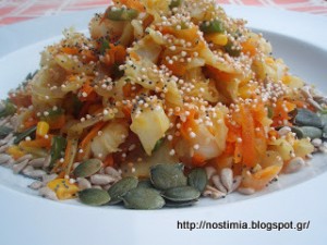 Πολύσπορη σαλάτα λαχανικών με σάλτσα σόγιας κ ο θάνατος της δίαιτας- Multiseed soy sauce veggie salad and the death of diets