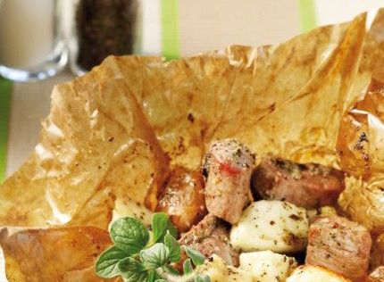 Γκιούλμπασι με χαλούμι και φρέσκα μυρωδικά