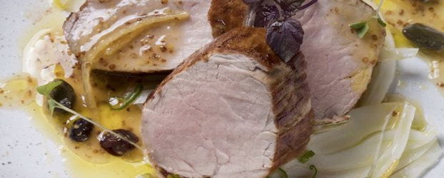 Χοιρινό φιλέτο (ψαρονέφρι) σχάρας λεμονάτο με φινόκιο και μουστάρδα