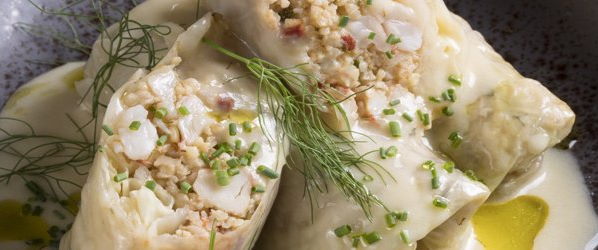 Λαχανοντολμάδες με γαρίδες 