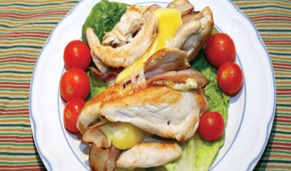 Κοτόπουλο με μπέικον και τυρί